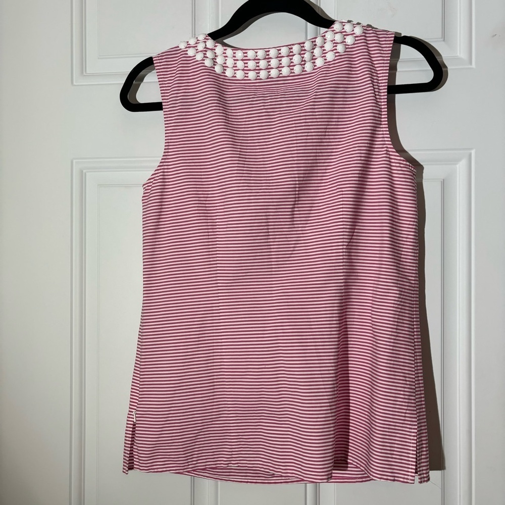 ❤️2/$15 or 3/$21❤️ Talbots Striped Sleeveless Top w/Beading, Size 2 - Picture 7 of 9